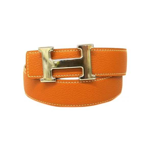 Hermes Accessories - Authentic HERMES Togo leather Constance silver belt 80cm